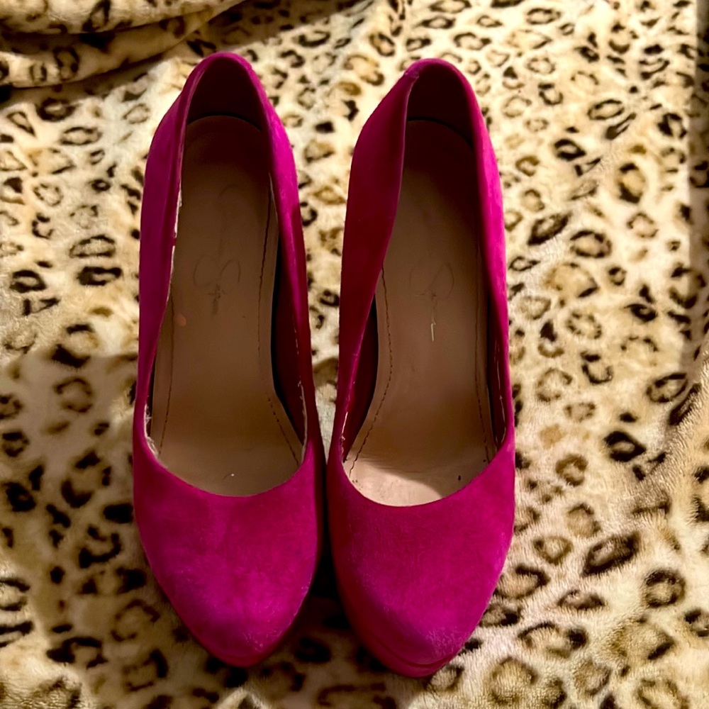 Jessica Simpson pink suede heels